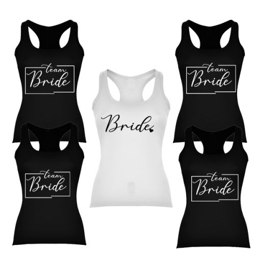 Rozlučkové tílka Team Bride/Bride