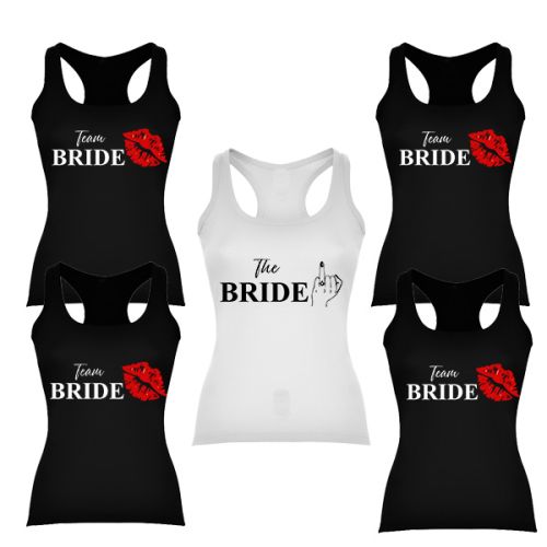 Rozlučkové kiss tílka The Bride/Team Bride